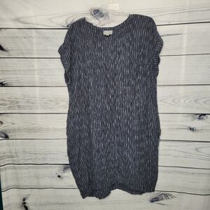 Ryllace blue gray linen Lagenlook casual short sleeve dress plus size 1x